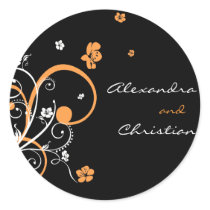 Spirals & Flowers Wedding Save The Date 3 stickers