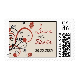 Spirals & Flowers Wedding Save the Date Postage 

stamp