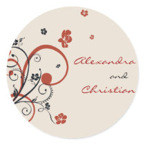 Spirals & Flowers Wedding Save The Date stickers