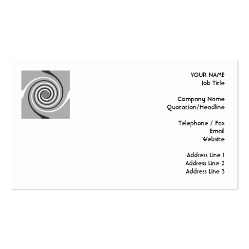 Spirals in Gray and White. Stylish swirls. Business Cards (front side)