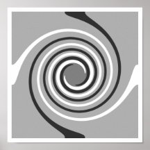 Spirals in Gray and White. Stylish swirls. Posters