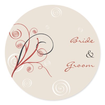 Spirals Wedding Save The Date Round Sticker