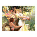 Spirit of Spring Art Nouveau Bridal Postcard