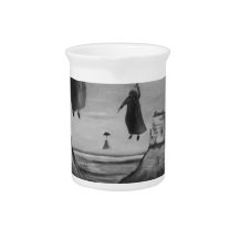Spirits Of The Flying Umbrellas 2 BW Beverage Pitchers