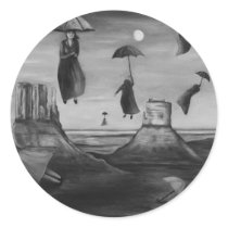 Spirits Of The Flying Umbrellas 2 BW stickers