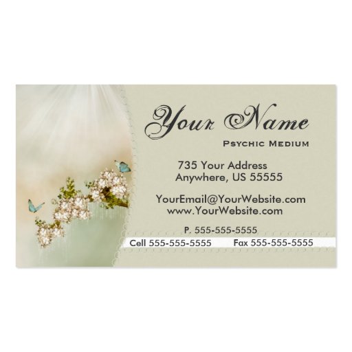 Spiritual Butterfly Business Cards (back side)