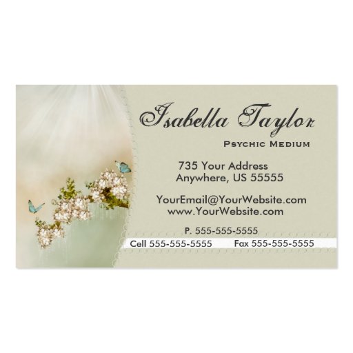 Spiritual Flower Butterfly Business Cards (back side)