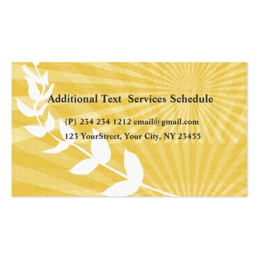 Spiritual  Gold Sunrise Business Card (back side)