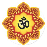 Spiritual Lotus Om Design Round Stickers