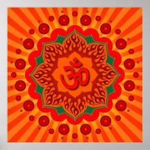 Spiritual Om On Lotus Design Print