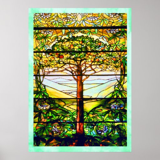 Spiritual Scenic Landscape Tiffany Window Poster