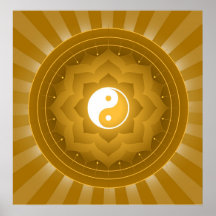 Spiritual Yin Yang On Lotus Background Posters