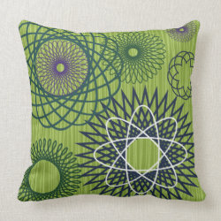 Spirograph Geometric Pattern Blue Green Throw Pillow
