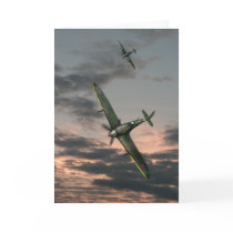 Spitfires at Dusk Greeting Cards