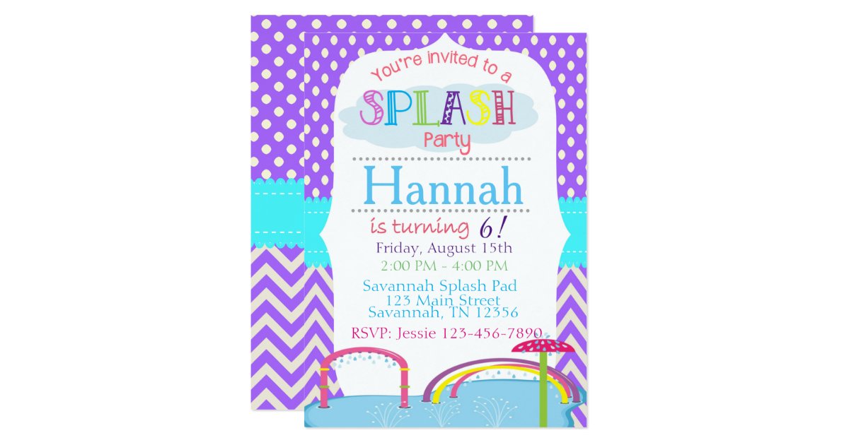 Splash Pad Birthday Party Invitation Zazzle 