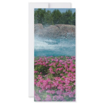 Splashing water pond and flowers rack card design