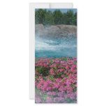 Splashing water pond and flowers rack card design
