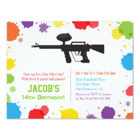 Splat Paints Rifle Paintball Birthday Party Card