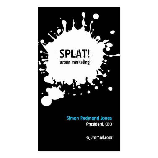Splat! White Business Card (front side)