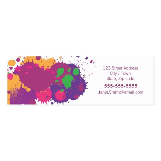 Splatter Generic Business Card Template (back side)