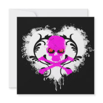 Splatter Heart Skull Gothic Birthday Invitation