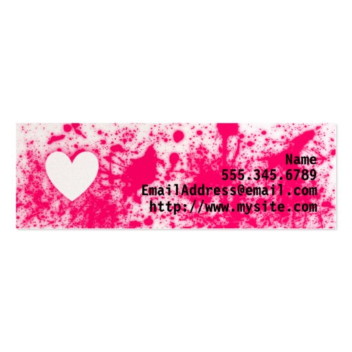 Splatter Hearts Pink Business Card Templates (back side)