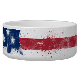 Splatter Painted American Flag Dog Bowl