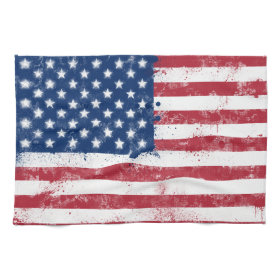 Splatter Painted American Flag Kitchen Towel