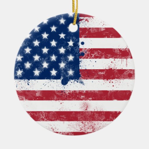 Splatter Painted American Flag Christmas Tree Ornaments