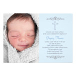 Splendid Cross Photo Baptism Invitation - Blue invitations