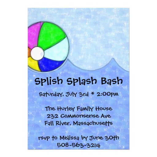 Splish Splash Bash Birthday Party Invite