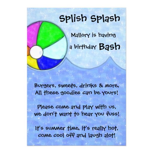 Splish Splash Bash Birthday Party Invite