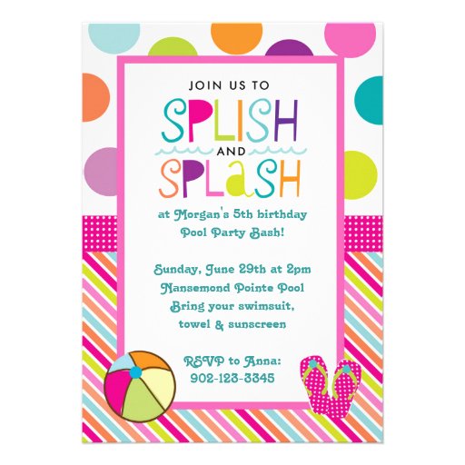 Splish Splash Bash (Pink) Invitation