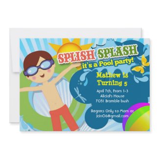 Splish Splash pool party birthday party invitation