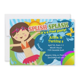 Splish Splash pool party birthday party invitation