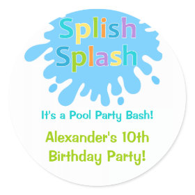 Splish Splash Pool Party Boy Birthday Sticker