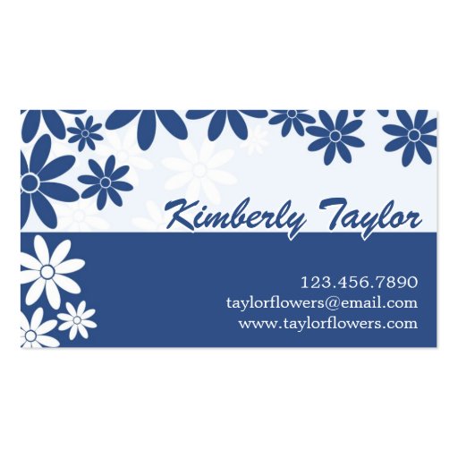 Split Floral Pattern - Dark Blue Business Cards (front side)