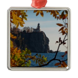 Split Rock Lighthouse in the Fall Christmas Tree Ornament