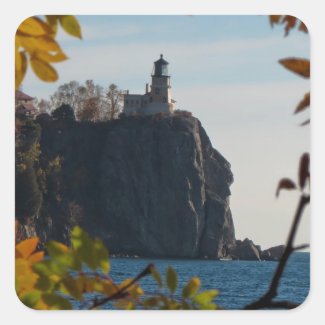 Split Rock Lighthouse in the Fall Square Sticker