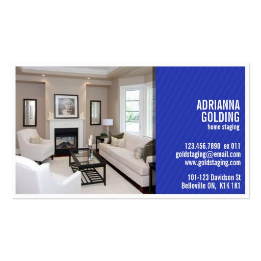 Split Staging with Photo - Blue Business Card Template (front side)