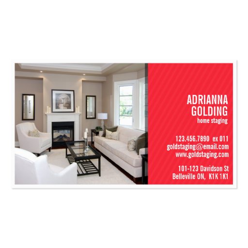 Split Staging with Photo - Red Business Card (front side)
