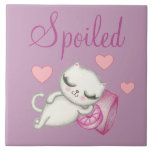 Spoiled Cat Art Tile