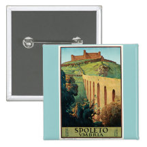 Spoleto Vmbria Vintage Travel Poster Pinback Button