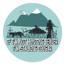 Spoof cougar hunter round stickers