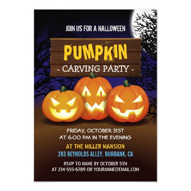 Spooktacular Pumpkin Carving Halloween Party Card