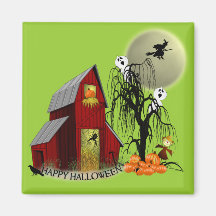 Spooky Barn Halloween Magnet