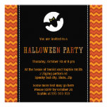 Spooky bat moon elegant chevron zigzag Halloween Personalized Announcement
