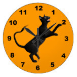 Spooky Black Cat Clock