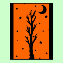 Spooky Black Tree Silhouette Postcard postcards