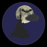 spooky castle in full moon sticker